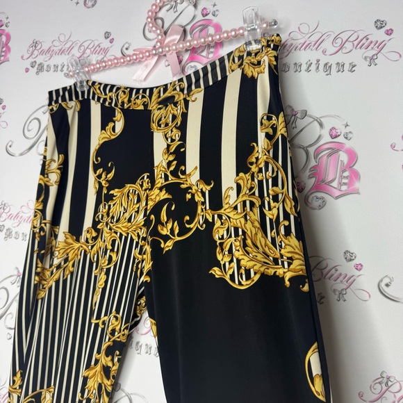 Win win apparel pants baroque striped black gold ornate stripes stretchy comfy - Picture 11 of 13